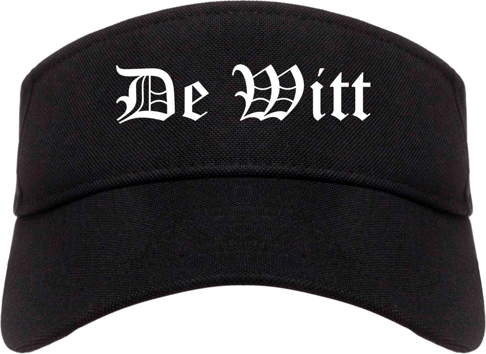 De Witt Iowa IA Old English Mens Visor Cap Hat Black