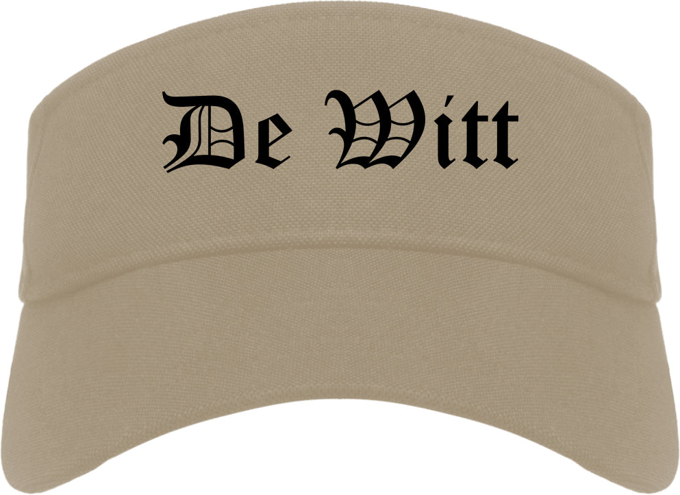 De Witt Iowa IA Old English Mens Visor Cap Hat Khaki