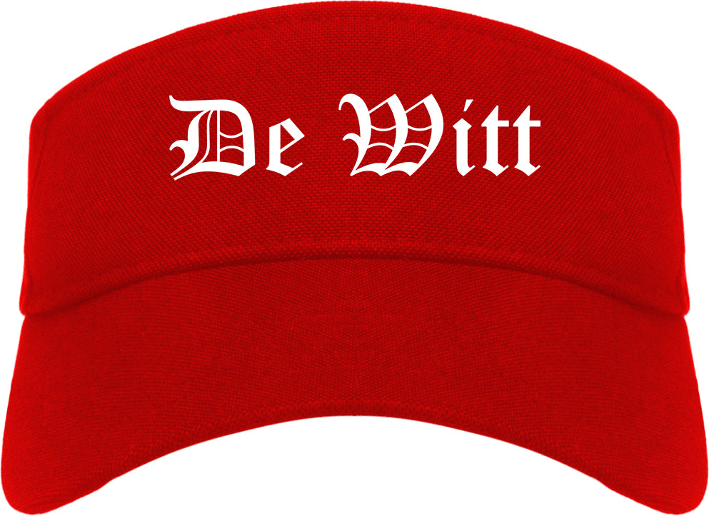 De Witt Iowa IA Old English Mens Visor Cap Hat Red
