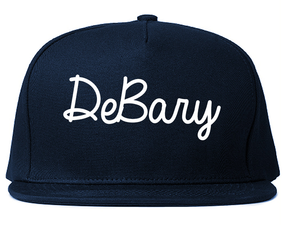 DeBary Florida FL Script Mens Snapback Hat Navy Blue