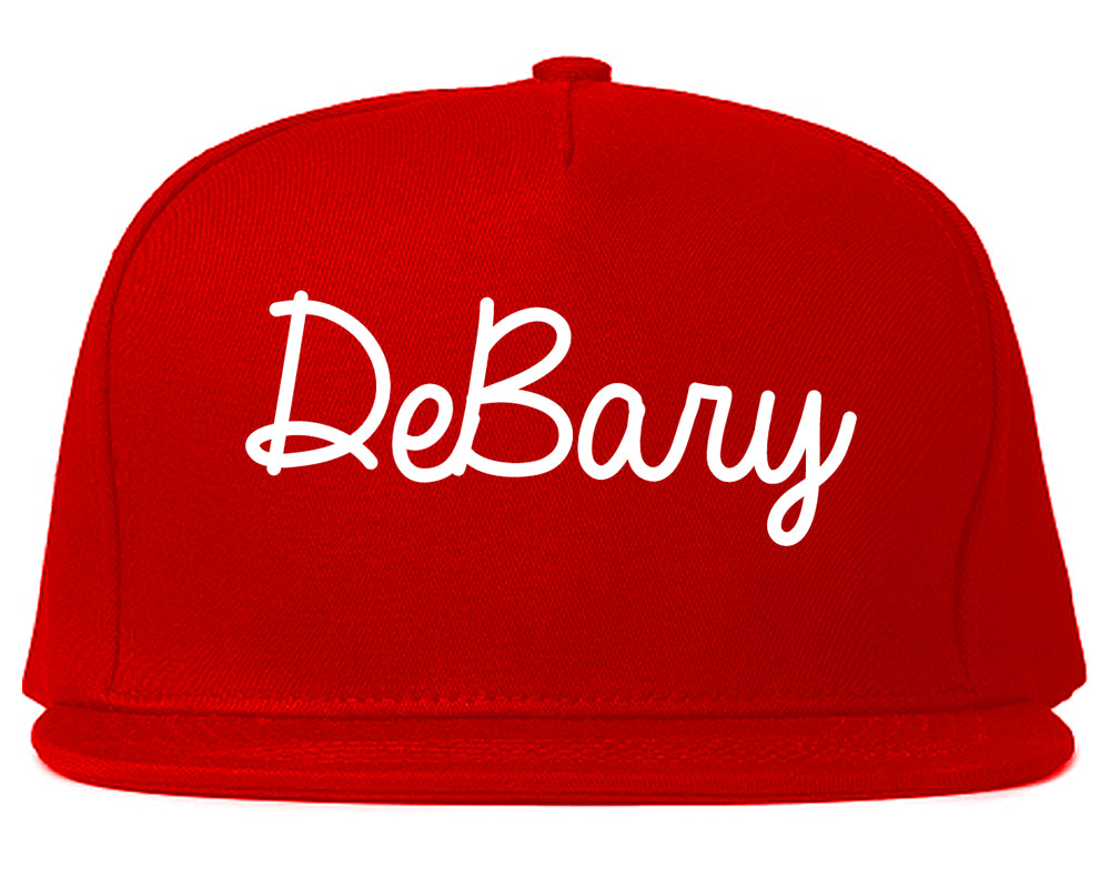 DeBary Florida FL Script Mens Snapback Hat Red