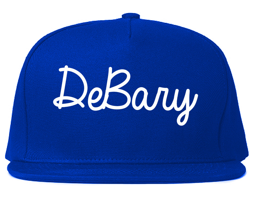 DeBary Florida FL Script Mens Snapback Hat Royal Blue