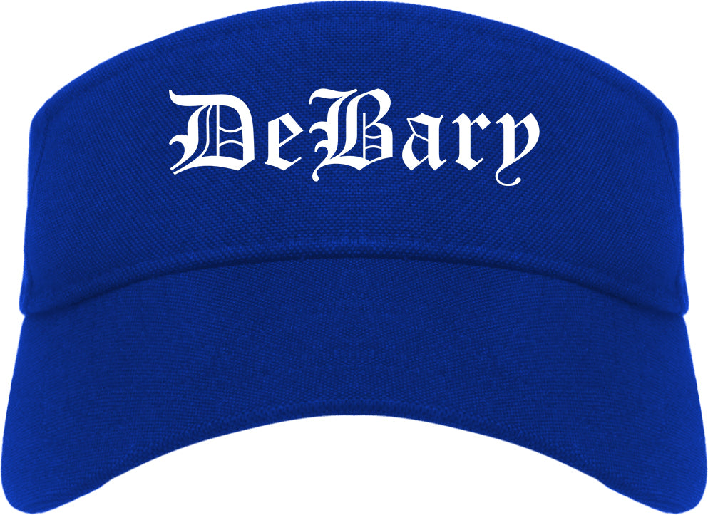 DeBary Florida FL Old English Mens Visor Cap Hat Royal Blue