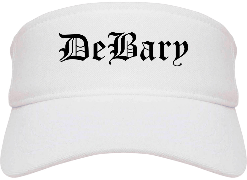 DeBary Florida FL Old English Mens Visor Cap Hat White