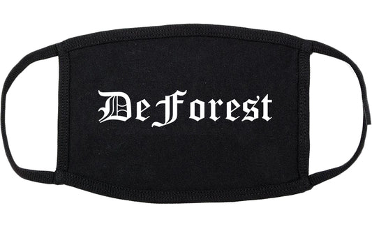 DeForest Wisconsin WI Old English Cotton Face Mask Black