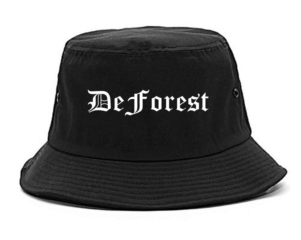 DeForest Wisconsin WI Old English Mens Bucket Hat Black