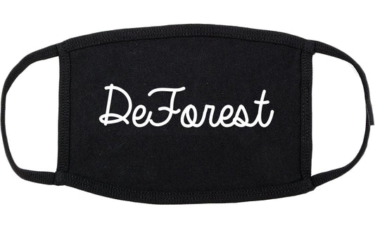 DeForest Wisconsin WI Script Cotton Face Mask Black
