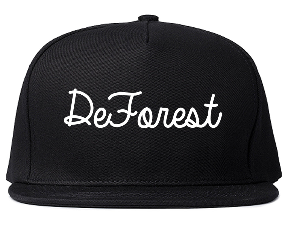 DeForest Wisconsin WI Script Mens Snapback Hat Black
