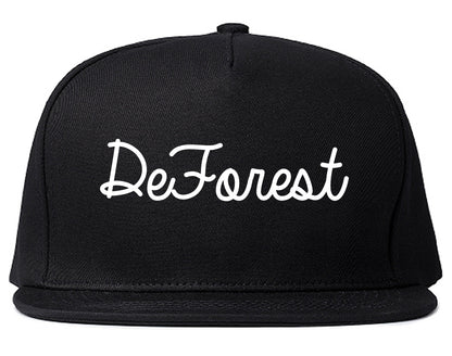 DeForest Wisconsin WI Script Mens Snapback Hat Black