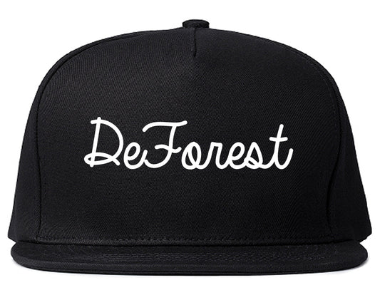 DeForest Wisconsin WI Script Mens Snapback Hat Black