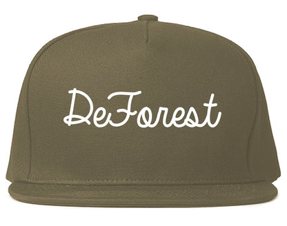 DeForest Wisconsin WI Script Mens Snapback Hat Grey