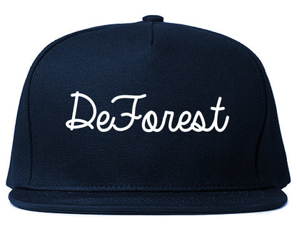 DeForest Wisconsin WI Script Mens Snapback Hat Navy Blue