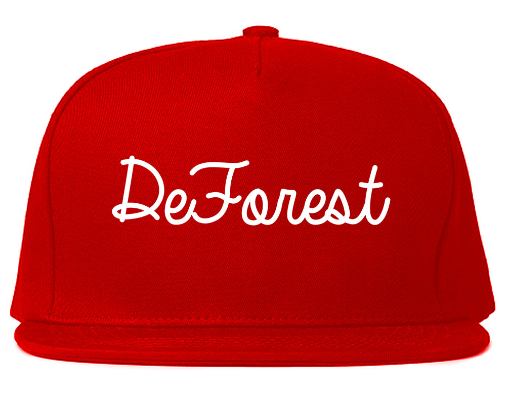 DeForest Wisconsin WI Script Mens Snapback Hat Red