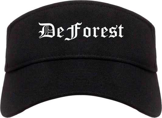DeForest Wisconsin WI Old English Mens Visor Cap Hat Black