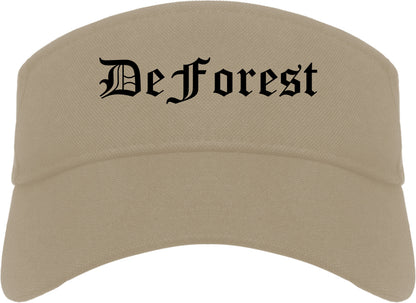 DeForest Wisconsin WI Old English Mens Visor Cap Hat Khaki