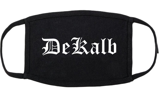 DeKalb Illinois IL Old English Cotton Face Mask Black