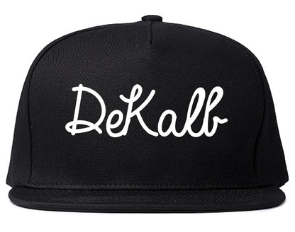 DeKalb Illinois IL Script Mens Snapback Hat Black