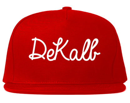 DeKalb Illinois IL Script Mens Snapback Hat Red