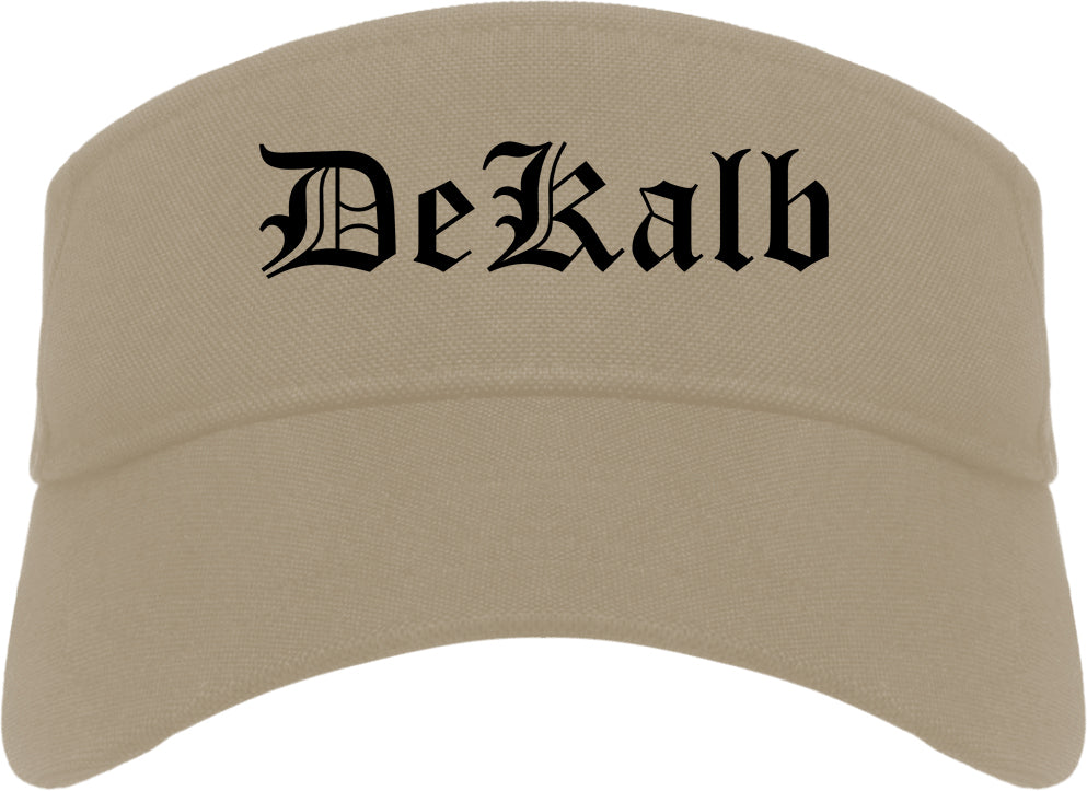 DeKalb Illinois IL Old English Mens Visor Cap Hat Khaki