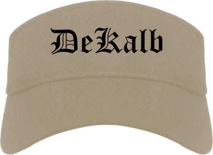 DeKalb Illinois IL Old English Mens Visor Cap Hat Khaki