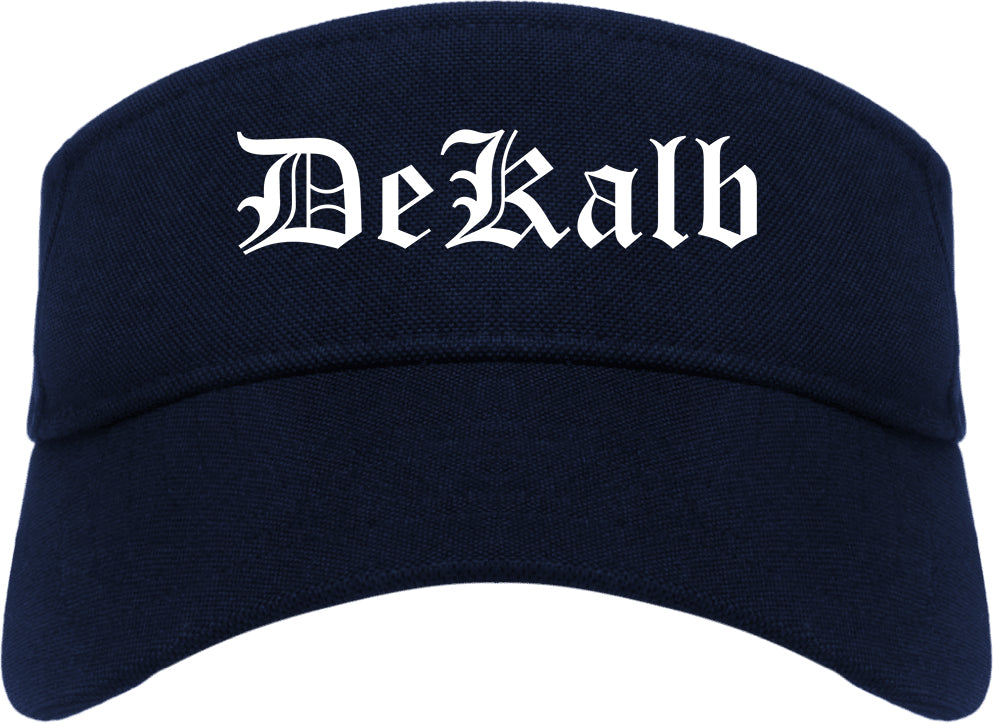 DeKalb Illinois IL Old English Mens Visor Cap Hat Navy Blue