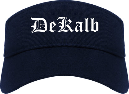 DeKalb Illinois IL Old English Mens Visor Cap Hat Navy Blue
