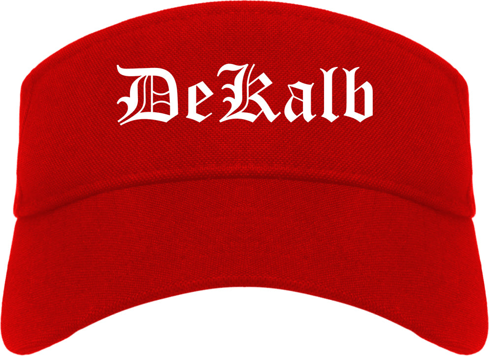 DeKalb Illinois IL Old English Mens Visor Cap Hat Red