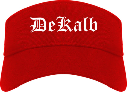 DeKalb Illinois IL Old English Mens Visor Cap Hat Red