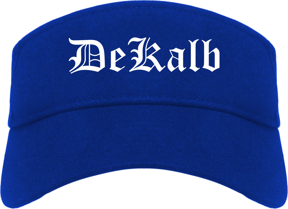 DeKalb Illinois IL Old English Mens Visor Cap Hat Royal Blue