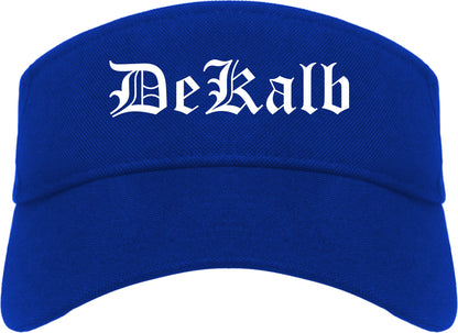 DeKalb Illinois IL Old English Mens Visor Cap Hat Royal Blue