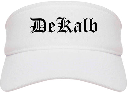 DeKalb Illinois IL Old English Mens Visor Cap Hat White