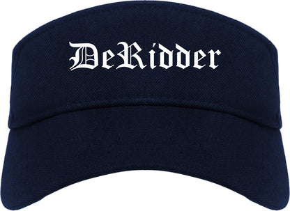 DeRidder Louisiana LA Old English Mens Visor Cap Hat Navy Blue