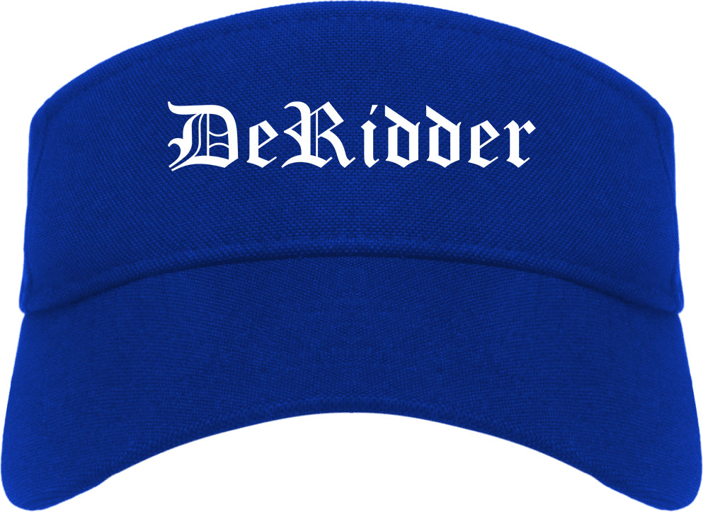 DeRidder Louisiana LA Old English Mens Visor Cap Hat Royal Blue