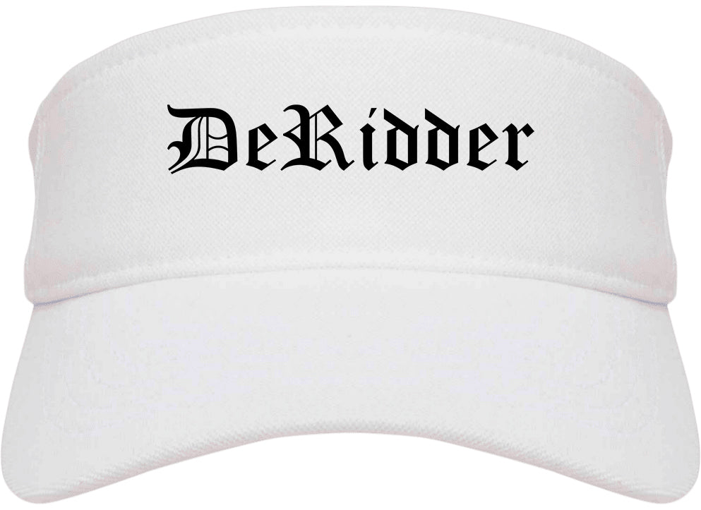 DeRidder Louisiana LA Old English Mens Visor Cap Hat White