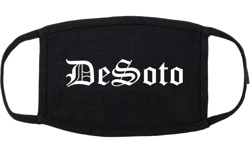 DeSoto Texas TX Old English Cotton Face Mask Black