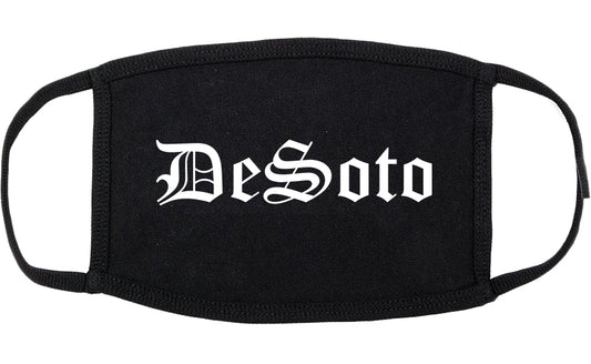 DeSoto Texas TX Old English Cotton Face Mask Black