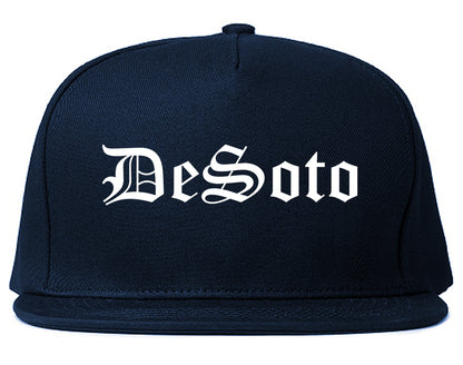 DeSoto Texas TX Old English Mens Snapback Hat Navy Blue
