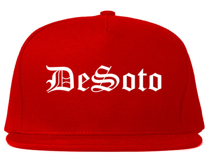 DeSoto Texas TX Old English Mens Snapback Hat Red