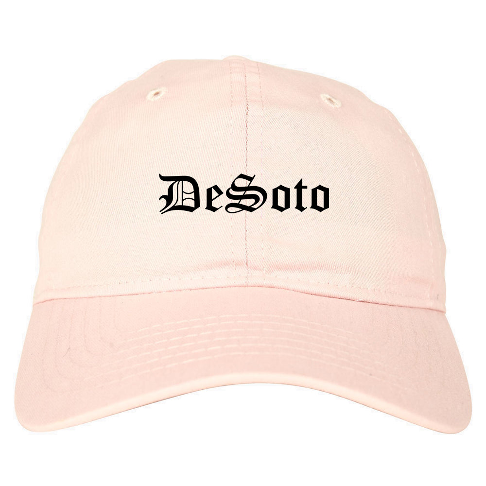 DeSoto Texas TX Old English Mens Dad Hat Baseball Cap Pink