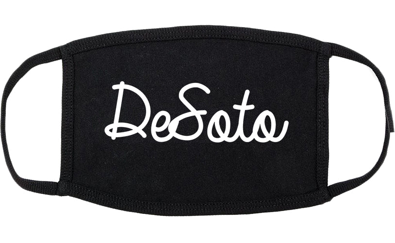 DeSoto Texas TX Script Cotton Face Mask Black