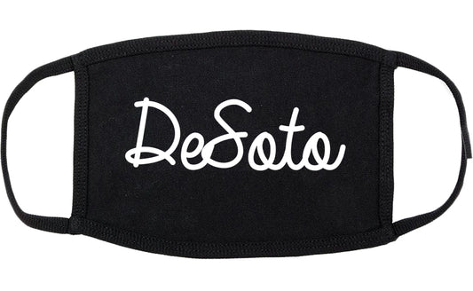 DeSoto Texas TX Script Cotton Face Mask Black