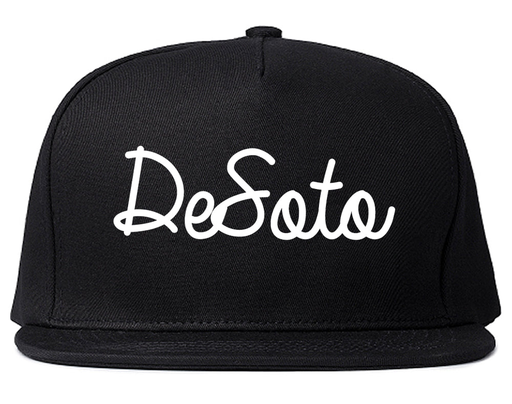 DeSoto Texas TX Script Mens Snapback Hat Black