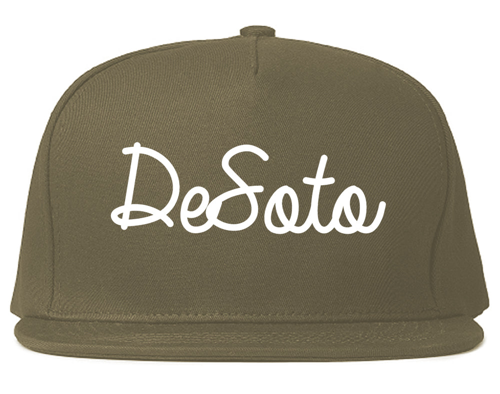 DeSoto Texas TX Script Mens Snapback Hat Grey