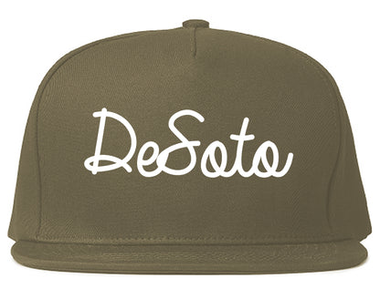 DeSoto Texas TX Script Mens Snapback Hat Grey