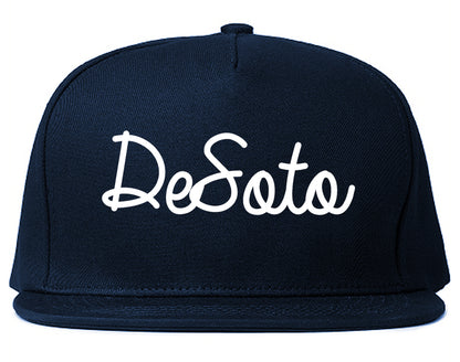 DeSoto Texas TX Script Mens Snapback Hat Navy Blue