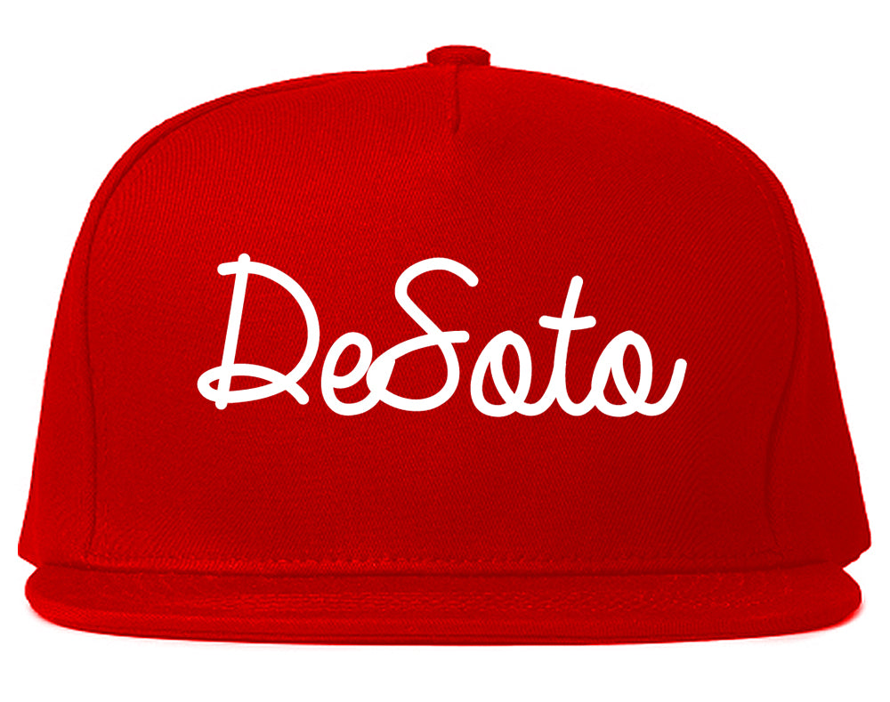 DeSoto Texas TX Script Mens Snapback Hat Red