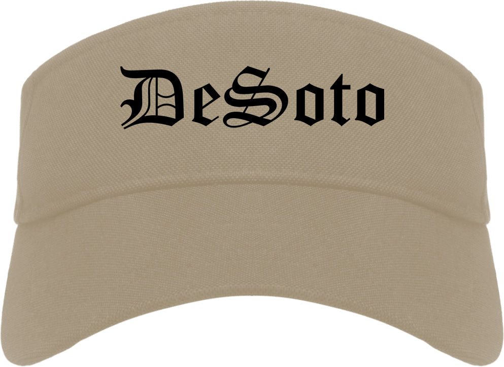 DeSoto Texas TX Old English Mens Visor Cap Hat Khaki