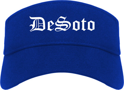 DeSoto Texas TX Old English Mens Visor Cap Hat Royal Blue