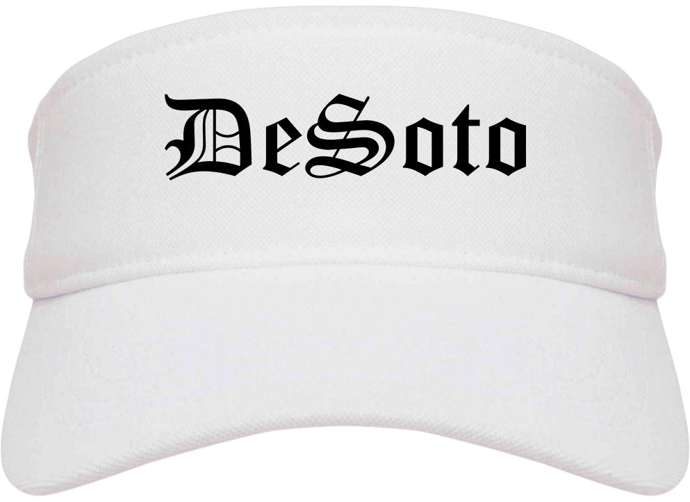 DeSoto Texas TX Old English Mens Visor Cap Hat White