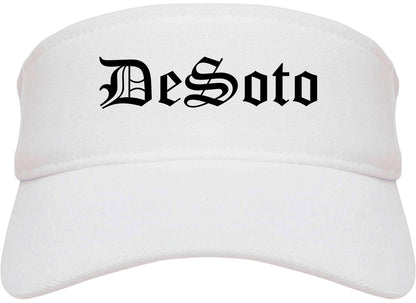 DeSoto Texas TX Old English Mens Visor Cap Hat White